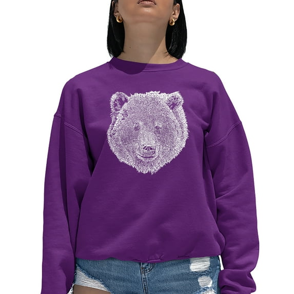 Women's Word Art Crewneck Sweatshirt - Bear Face