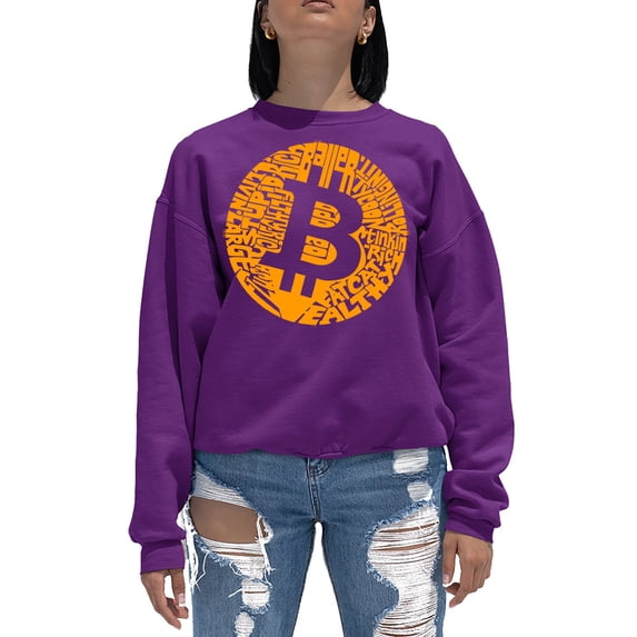 Women's Word Art Crewneck Sweatshirt - Bitcoin