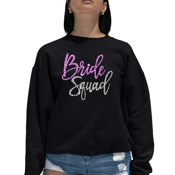 Women's Word Art Crewneck Sweatshirt - Bride Squad