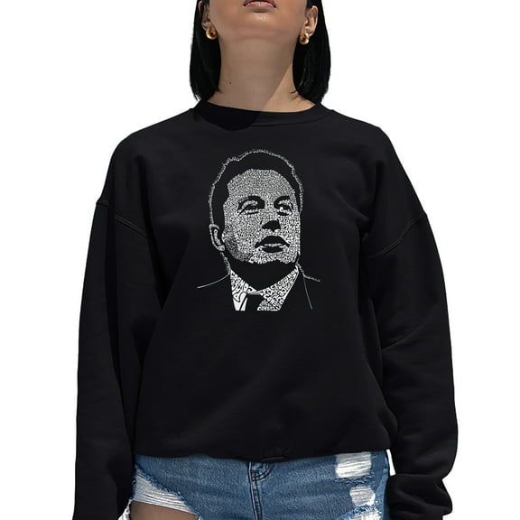 Women's Word Art Crewneck Sweatshirt - Elon Musk