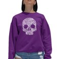thumbnail image 1 of Women's Word Art Crewneck Sweatshirt - Flower Skull, 1 of 2
