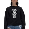 thumbnail image 1 of Women's Word Art Crewneck Sweatshirt - Guitar Head Music Genres, 1 of 2