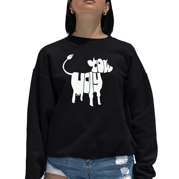 Women's Word Art Crewneck Sweatshirt - Holy Cow