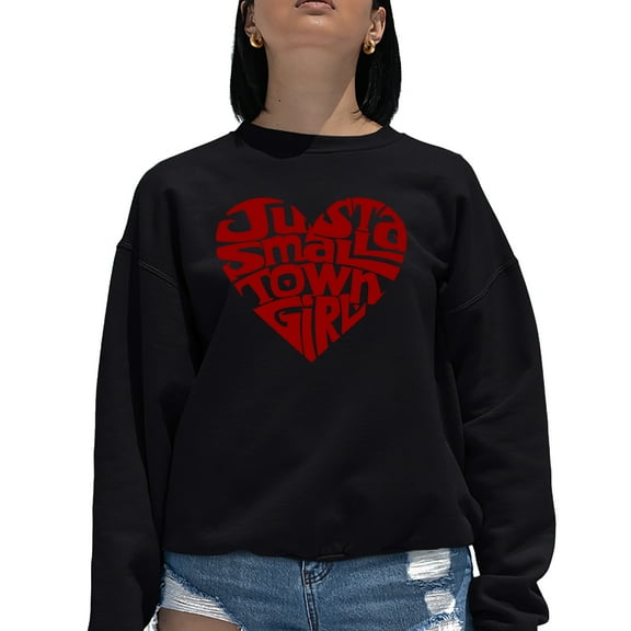 Women's Word Art Crewneck Sweatshirt - Just a Small Town Girl