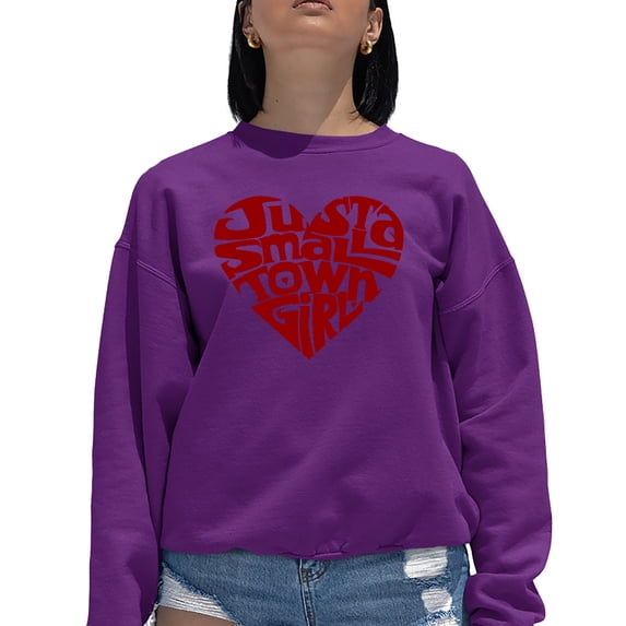 Women's Word Art Crewneck Sweatshirt - Just a Small Town Girl