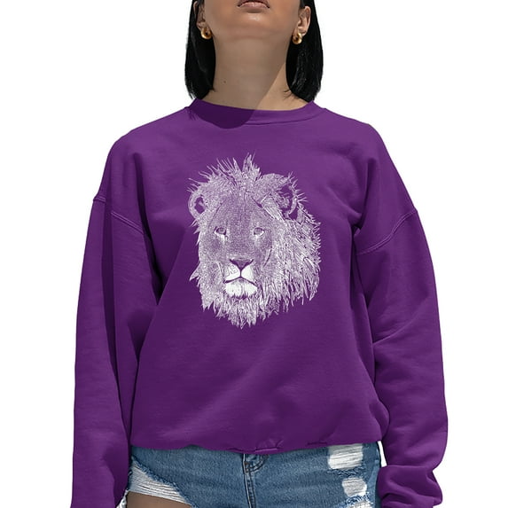 Women's Word Art Crewneck Sweatshirt - Lion