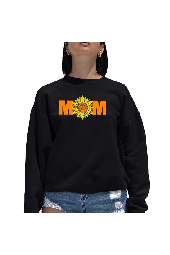 Women's Word Art Crewneck Sweatshirt - Mom Sunflower