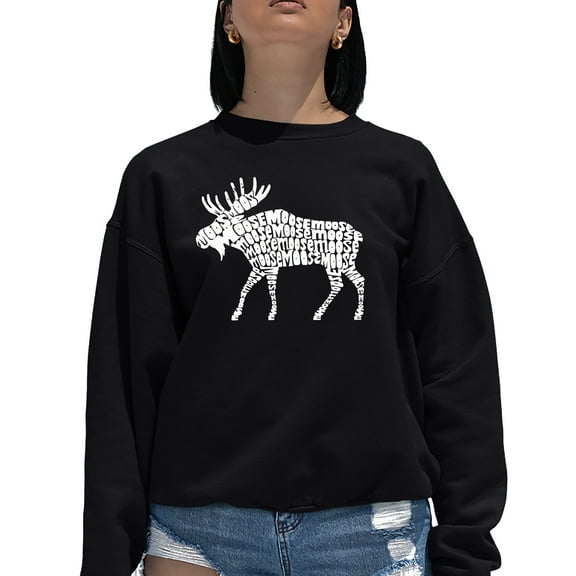 Women's Word Art Crewneck Sweatshirt - Moose