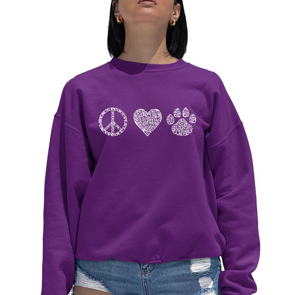 Women's Word Art Crewneck Sweatshirt - Peace Love Cats