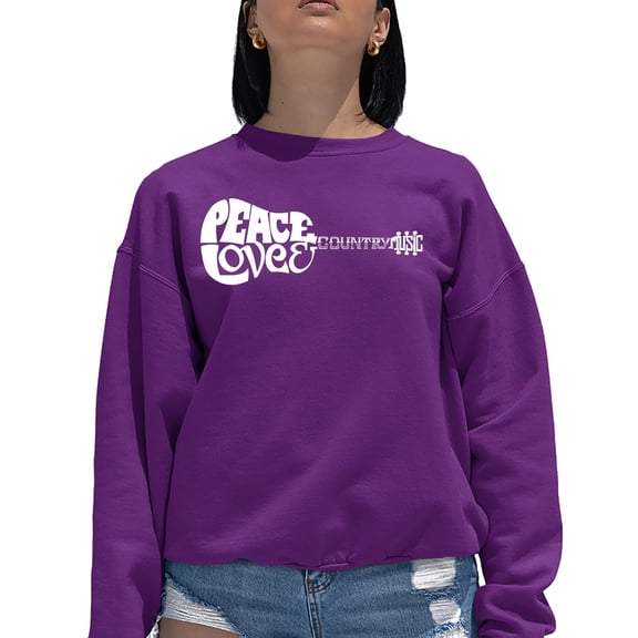 Women's Word Art Crewneck Sweatshirt - Peace Love Country