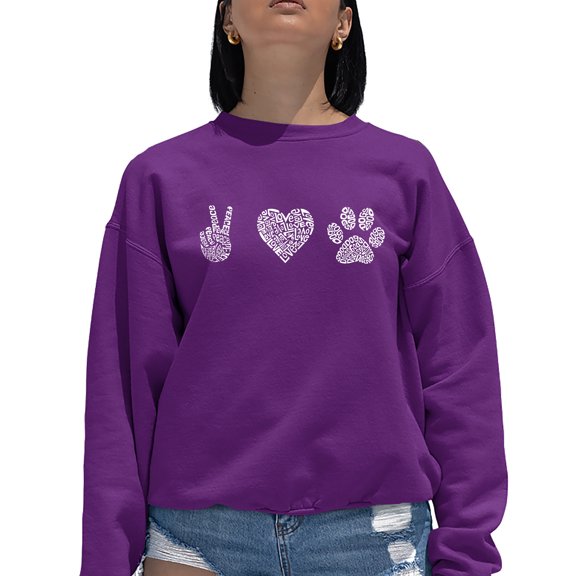 Women's Word Art Crewneck Sweatshirt - Peace Love Dogs