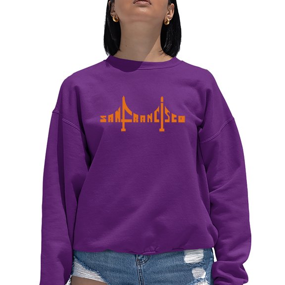 Women's Word Art Crewneck Sweatshirt - San Francisco Bridge