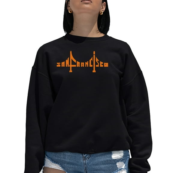 Women's Word Art Crewneck Sweatshirt - San Francisco Bridge