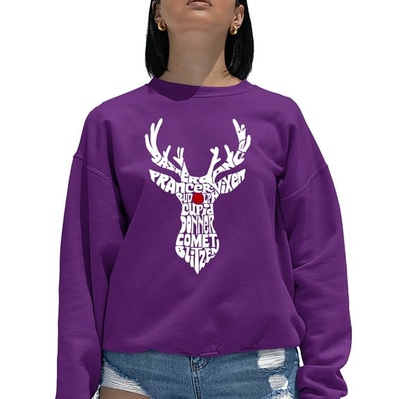 Women's Word Art Crewneck Sweatshirt - Santa's Reindeer