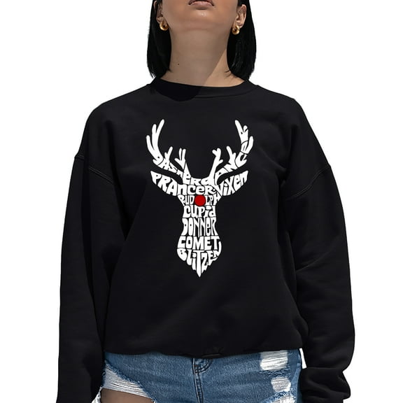 Women's Word Art Crewneck Sweatshirt - Santa's Reindeer