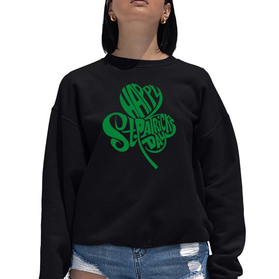 Women's Word Art Crewneck Sweatshirt - St. Patrick's Day Shamrock