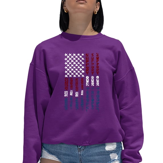 Women's Word Art Crewneck Sweatshirt - Support our Troops