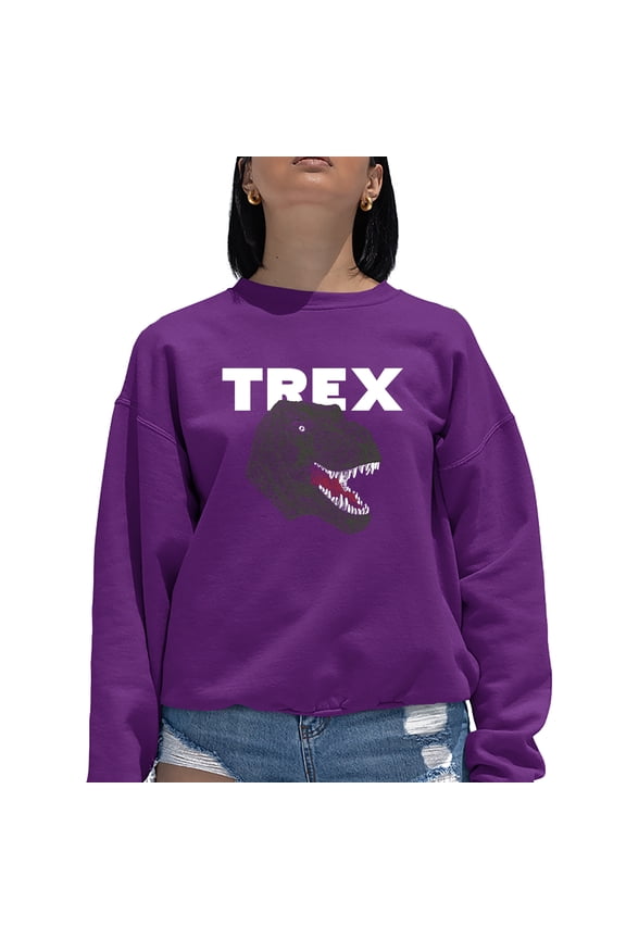Women's Word Art Crewneck Sweatshirt - T-Rex Head