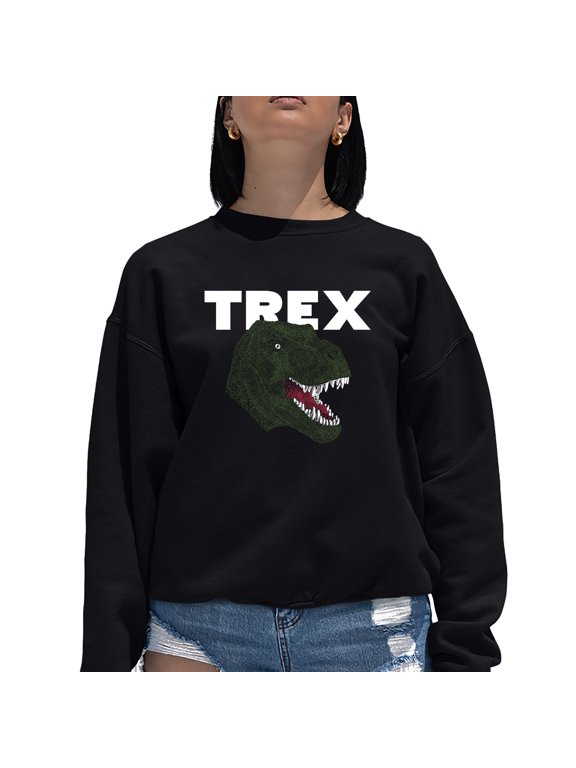 Women's Word Art Crewneck Sweatshirt - T-Rex Head