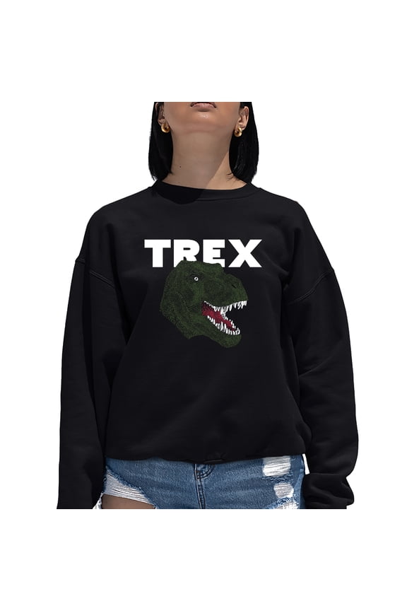 Women's Word Art Crewneck Sweatshirt - T-Rex Head