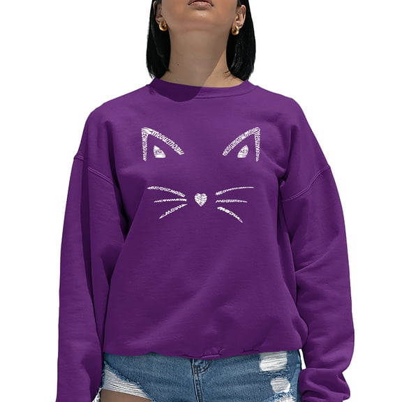 Women's Word Art Crewneck Sweatshirt - Whiskers