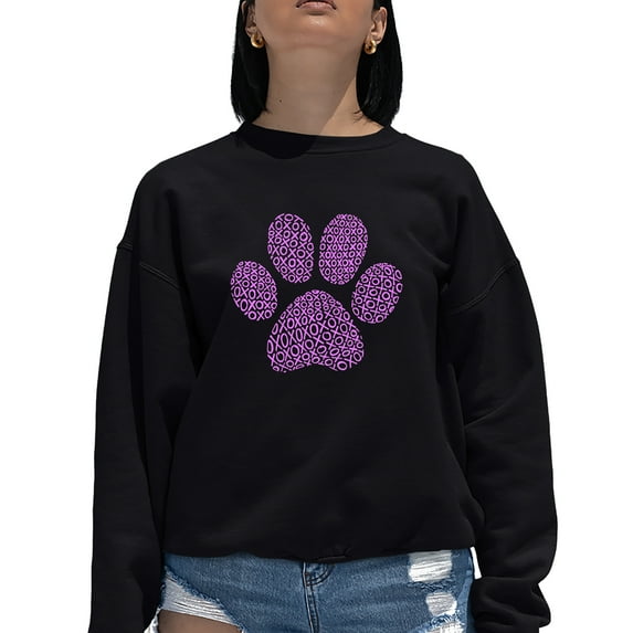 Women's Word Art Crewneck Sweatshirt - XOXO Dog Paw