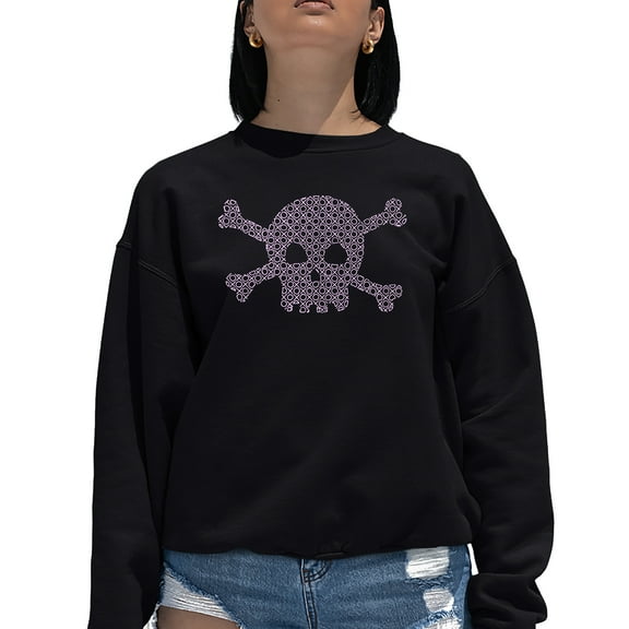 Women's Word Art Crewneck Sweatshirt - XOXO Skull