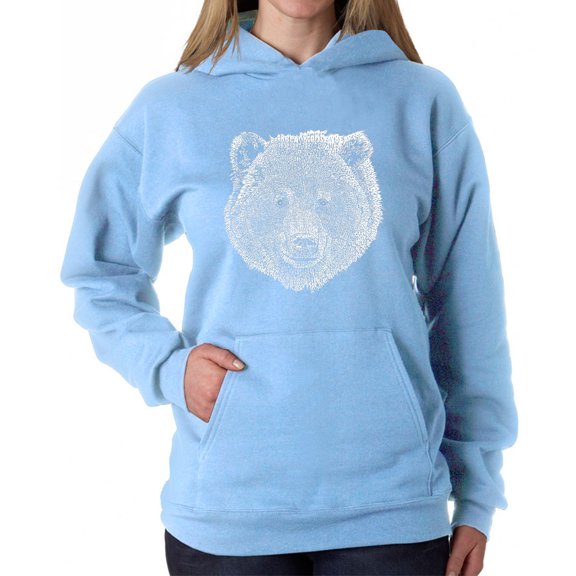 Women's Word Art Hooded Sweatshirt - Bear Face