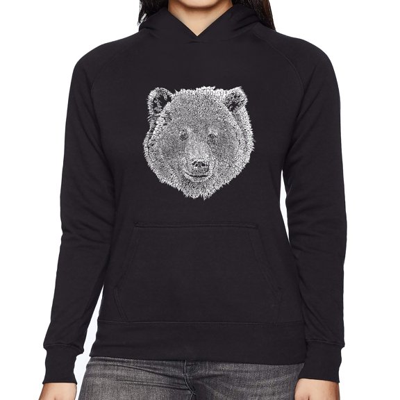 Women's Word Art Hooded Sweatshirt - Bear Face