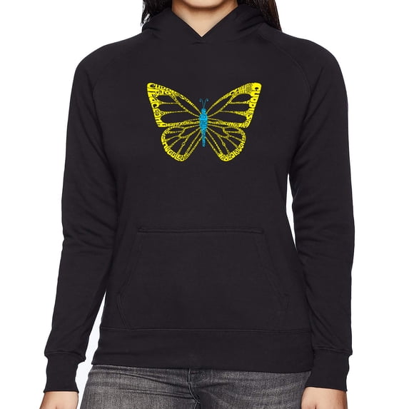 Women's Word Art Hooded Sweatshirt - Butterfly
