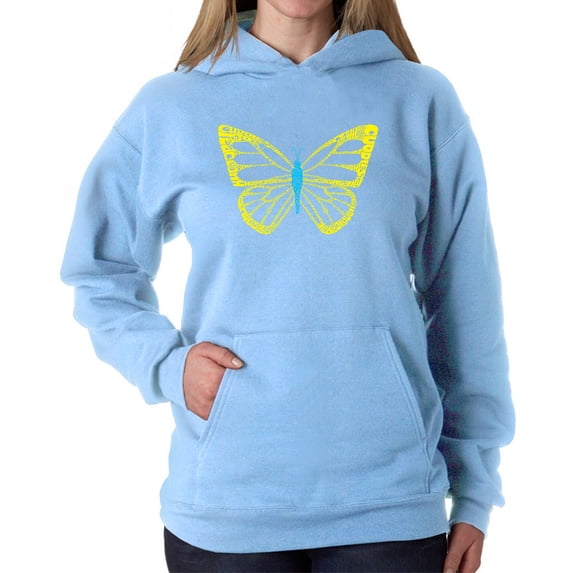 Women's Word Art Hooded Sweatshirt - Butterfly