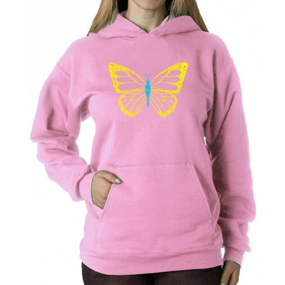 Women's Word Art Hooded Sweatshirt - Butterfly
