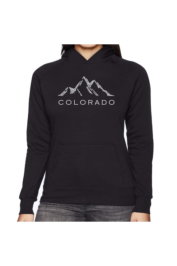 Women's Word Art Hooded Sweatshirt - Colorado Ski Towns