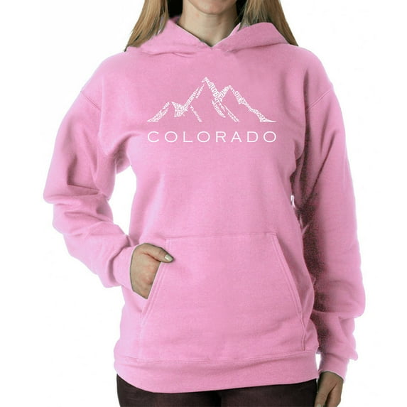 Women's Word Art Hooded Sweatshirt - Colorado Ski Towns
