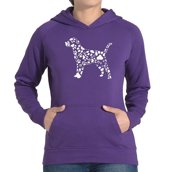 Women's Word Art Hooded Sweatshirt - Dog Paw Prints