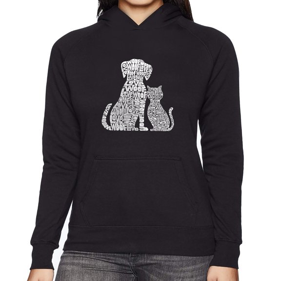 Women's Word Art Hooded Sweatshirt - Dogs and Cats