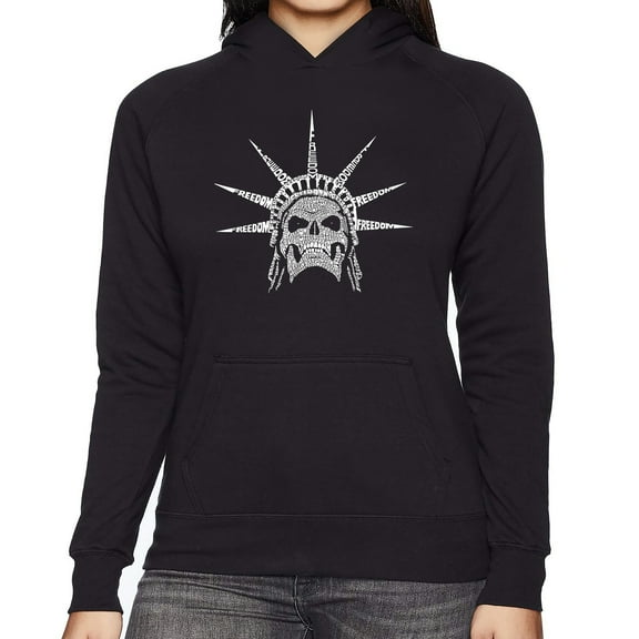 Women's Word Art Hooded Sweatshirt - Freedom Skull