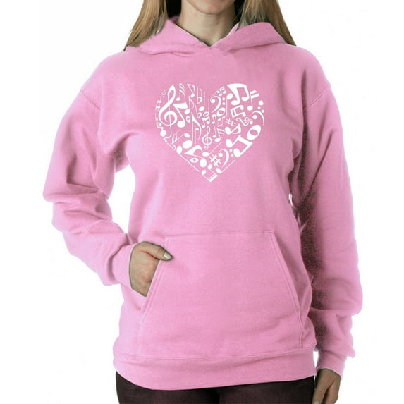Women's Word Art Hooded Sweatshirt - Heart Notes