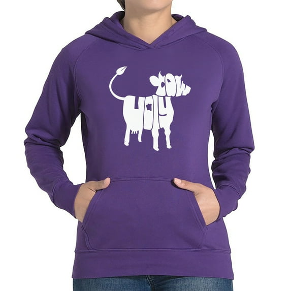 Women's Word Art Hooded Sweatshirt - Holy Cow