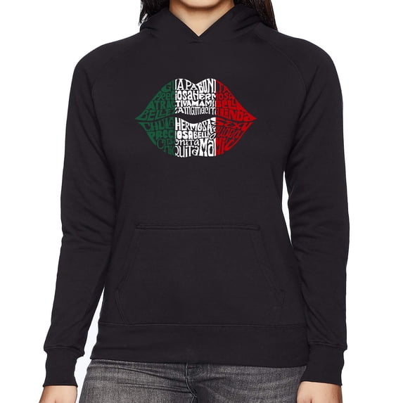 Women's Word Art Hooded Sweatshirt - Latina Lips