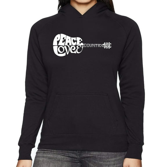 Women's Word Art Hooded Sweatshirt - Peace Love Country