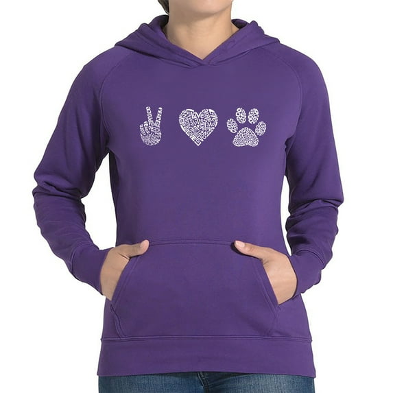 Women's Word Art Hooded Sweatshirt - Peace Love Dogs