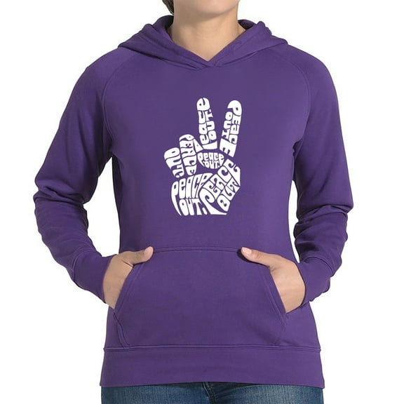 Women's Word Art Hooded Sweatshirt - Peace Out