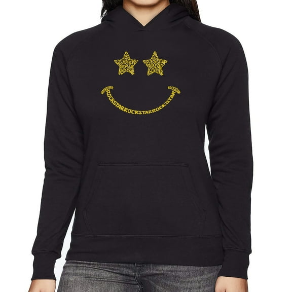 Women's Word Art Hooded Sweatshirt - Rockstar Smiley