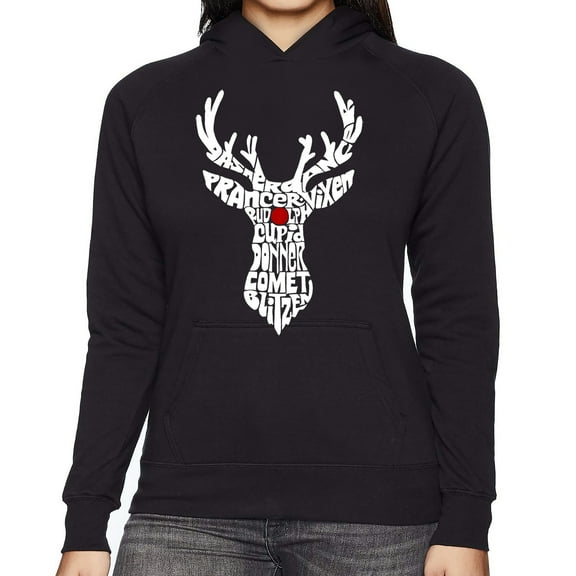Women's Word Art Hooded Sweatshirt - Santa's Reindeer