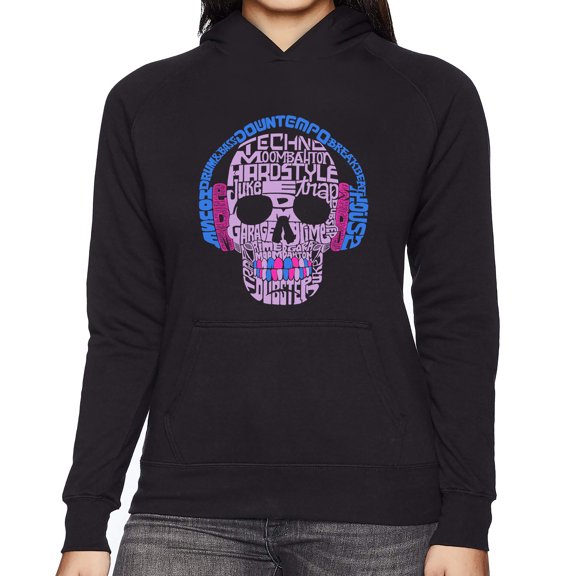 Women's Word Art Hooded Sweatshirt - Styles of EDM Music
