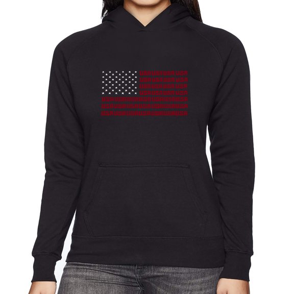 Women's Word Art Hooded Sweatshirt - USA Flag