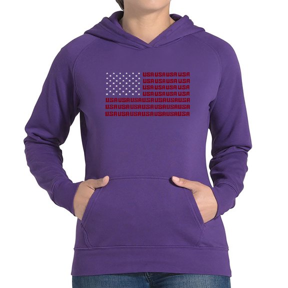 Women's Word Art Hooded Sweatshirt - USA Flag