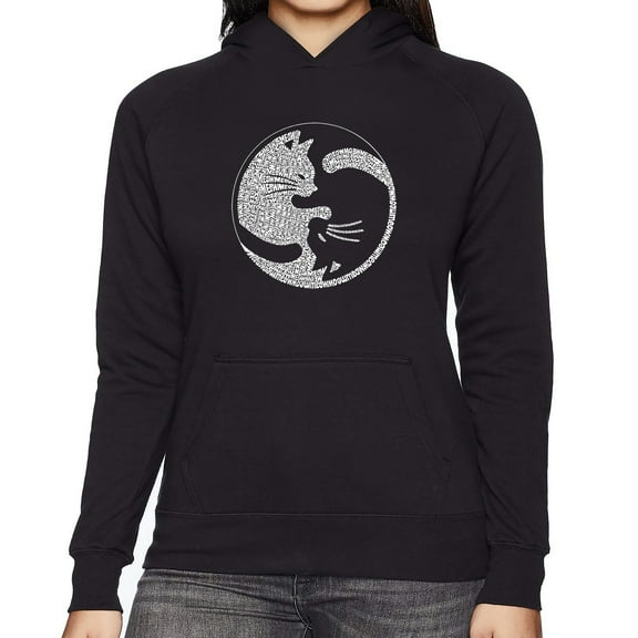 Women's Word Art Hooded Sweatshirt - Yin Yang Cat