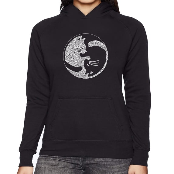 Women's Word Art Hooded Sweatshirt - Yin Yang Cat